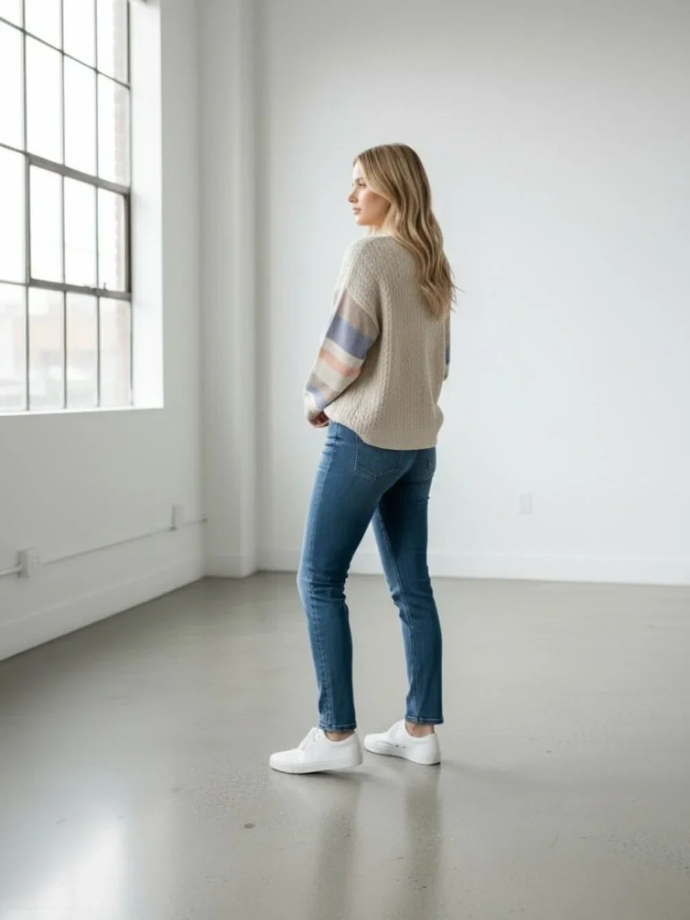 Sisstrevolution Cable Knit Sweater XS – Cozy Surf‑Inspired Striped Sleeves - Picture 2 of 7